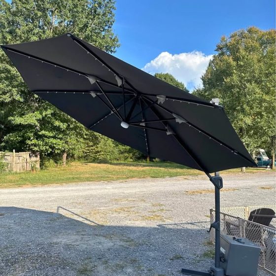 10 x 10 Foot LED Cantilever Patio Umbrella