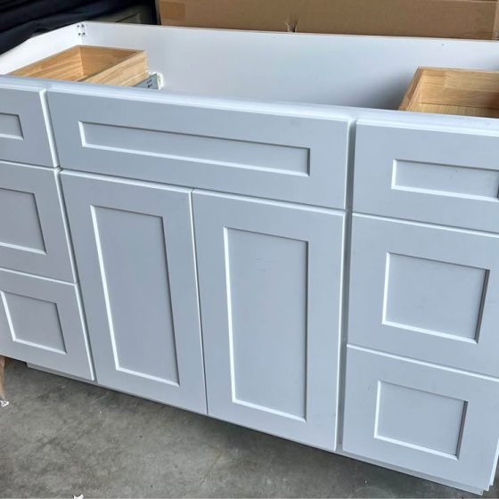 48-inch White Shaker Bathroom Vanity Base